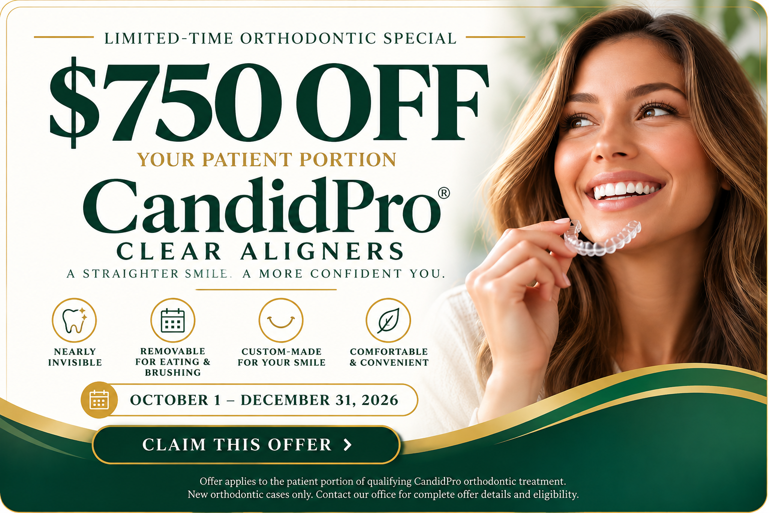 $750 off offer for Clear Aligners at Cheyenne Mountain Dentistry and Wellness